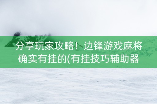 分享玩家攻略！边锋游戏麻将确实有挂的(有挂技巧辅助器)