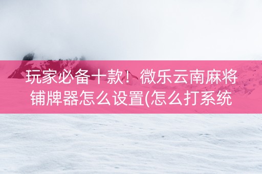 玩家必备十款！微乐云南麻将铺牌器怎么设置(怎么打系统才能给好牌)