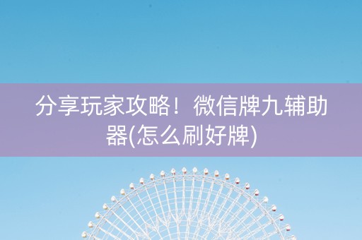 分享玩家攻略！微信牌九辅助器(怎么刷好牌)