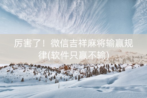 厉害了！微信吉祥麻将输赢规律(软件只赢不输)