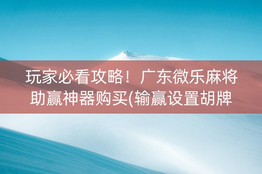 玩家必看攻略！广东微乐麻将助赢神器购买(输赢设置胡牌规律)