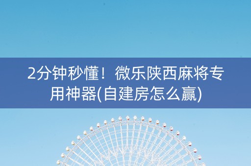 2分钟秒懂！微乐陕西麻将专用神器(自建房怎么赢)