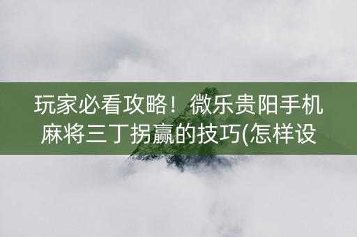 玩家必看攻略！微乐贵阳手机麻将三丁拐赢的技巧(怎样设置才容易赢)