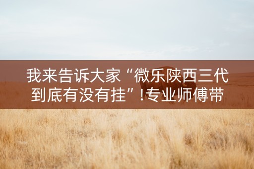 我来告诉大家“微乐陕西三代到底有没有挂”!专业师傅带你一起了解（详细教程）-抖音
