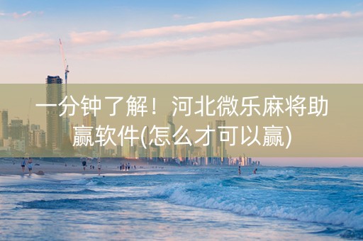 一分钟了解！河北微乐麻将助赢软件(怎么才可以赢)
