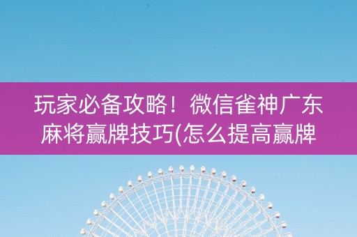 玩家必备攻略！微信雀神广东麻将赢牌技巧(怎么提高赢牌率)