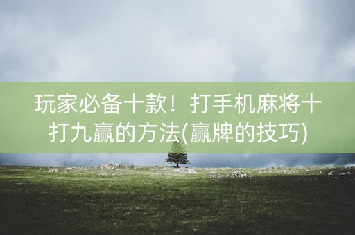 玩家必备十款！打手机麻将十打九赢的方法(赢牌的技巧)