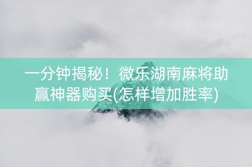 一分钟揭秘！微乐湖南麻将助赢神器购买(怎样增加胜率)