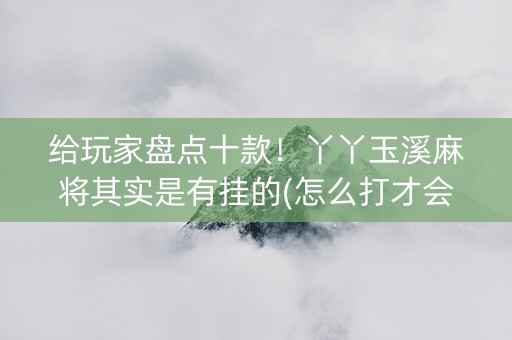 给玩家盘点十款！丫丫玉溪麻将其实是有挂的(怎么打才会赢)