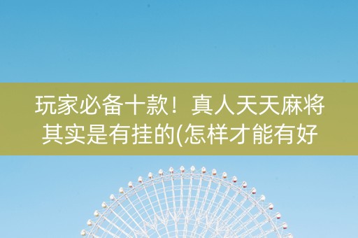 玩家必备十款！真人天天麻将其实是有挂的(怎样才能有好牌)