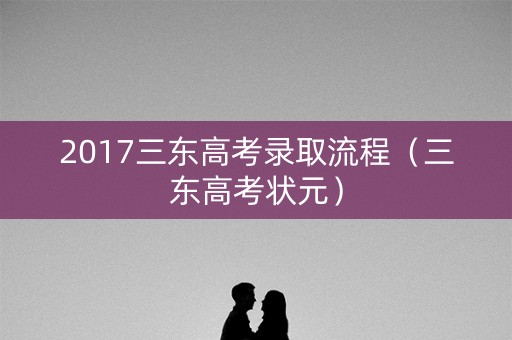 2017三东高考录取流程（三东高考状元）