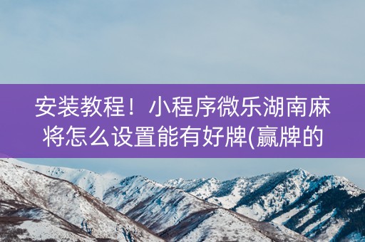 安装教程！小程序微乐湖南麻将怎么设置能有好牌(赢牌的技巧)