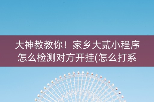大神教教你！家乡大贰小程序怎么检测对方开挂(怎么打系统才能给好牌)