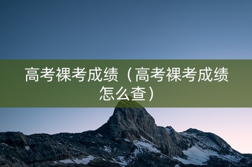 高考裸考成绩（高考裸考成绩怎么查）