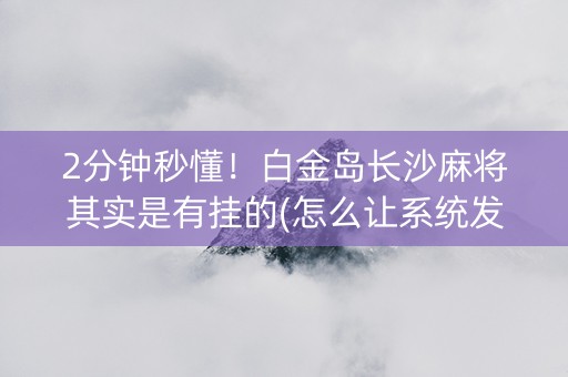2分钟秒懂！白金岛长沙麻将其实是有挂的(怎么让系统发好牌)