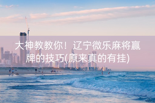 大神教教你！辽宁微乐麻将赢牌的技巧(原来真的有挂)