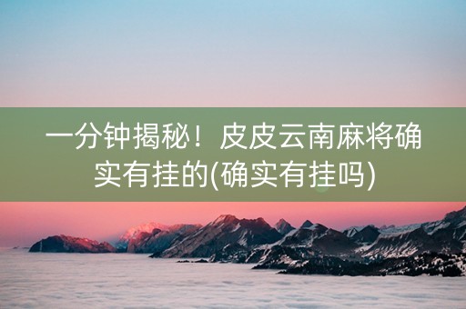 一分钟揭秘！皮皮云南麻将确实有挂的(确实有挂吗)
