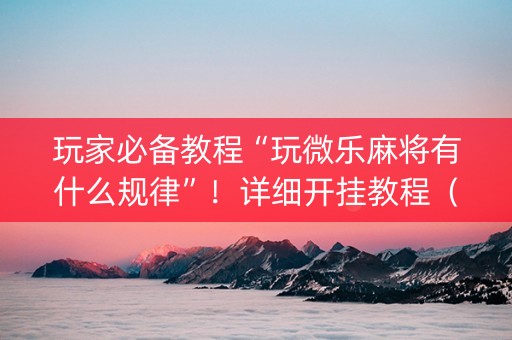 玩家必备教程“玩微乐麻将有什么规律”！详细开挂教程（确实真的有挂)-抖音