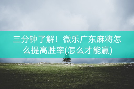 三分钟了解！微乐广东麻将怎么提高胜率(怎么才能赢)