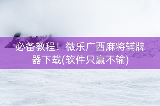 必备教程！微乐广西麻将辅牌器下载(软件只赢不输)