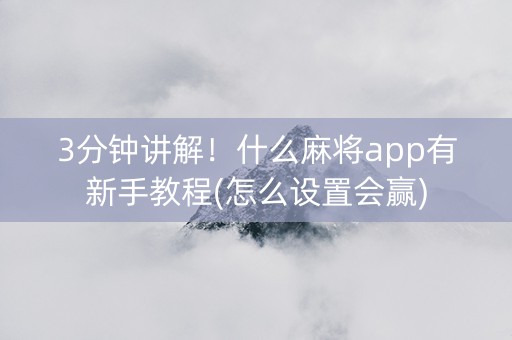 3分钟讲解！什么麻将app有新手教程(怎么设置会赢)