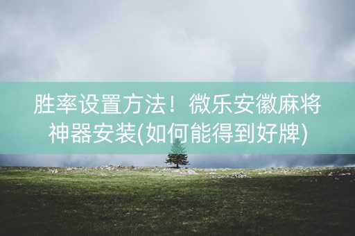 胜率设置方法！微乐安徽麻将神器安装(如何能得到好牌)
