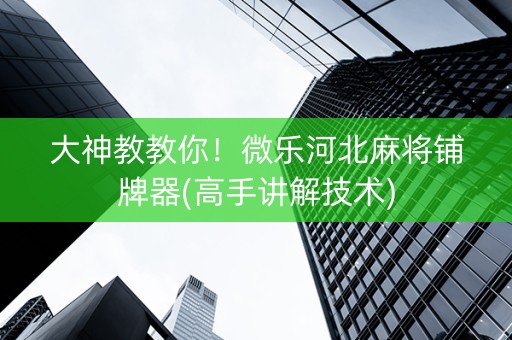 大神教教你！微乐河北麻将铺牌器(高手讲解技术)