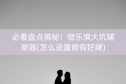 必看盘点揭秘！微乐填大坑辅助器(怎么设置能有好牌)