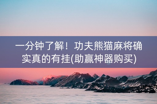 一分钟了解！功夫熊猫麻将确实真的有挂(助赢神器购买)