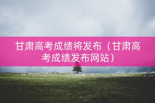 甘肃高考成绩将发布（甘肃高考成绩发布网站）
