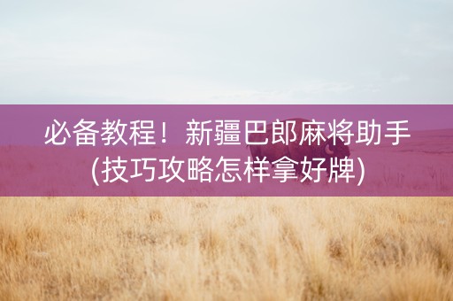 必备教程！新疆巴郎麻将助手(技巧攻略怎样拿好牌)