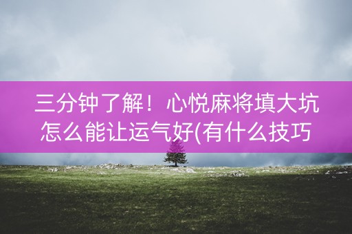 三分钟了解！心悦麻将填大坑怎么能让运气好(有什么技巧)
