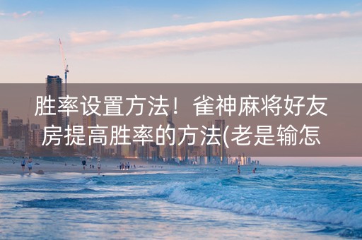 胜率设置方法！雀神麻将好友房提高胜率的方法(老是输怎么回事)