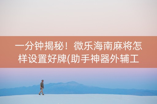 一分钟揭秘！微乐海南麻将怎样设置好牌(助手神器外辅工具)