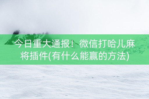 今日重大通报！微信打哈儿麻将插件(有什么能赢的方法)