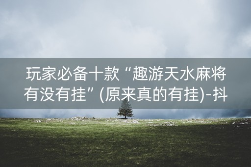 玩家必备十款“趣游天水麻将有没有挂”(原来真的有挂)-抖音