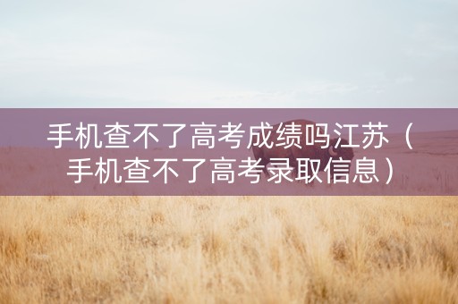 手机查不了高考成绩吗江苏（手机查不了高考录取信息）