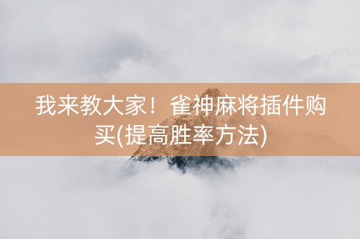我来教大家！雀神麻将插件购买(提高胜率方法)