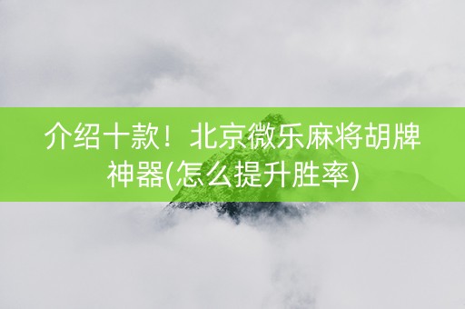 介绍十款！北京微乐麻将胡牌神器(怎么提升胜率)