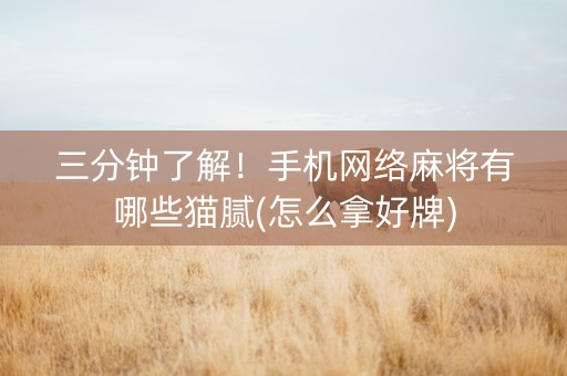 三分钟了解！手机网络麻将有哪些猫腻(怎么拿好牌)