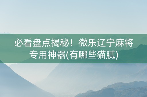 必看盘点揭秘！微乐辽宁麻将专用神器(有哪些猫腻)