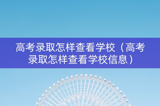高考录取怎样查看学校（高考录取怎样查看学校信息）