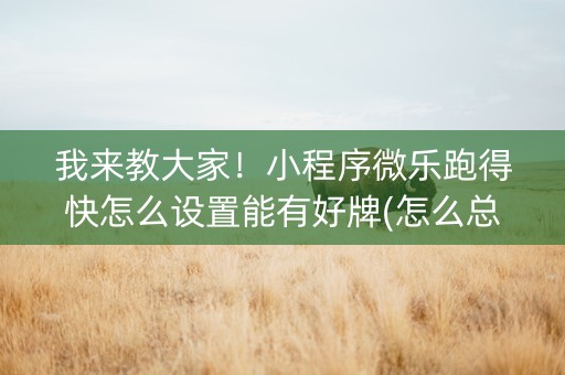 我来教大家！小程序微乐跑得快怎么设置能有好牌(怎么总是输)
