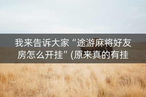 我来告诉大家“途游麻将好友房怎么开挂”(原来真的有挂)-抖音