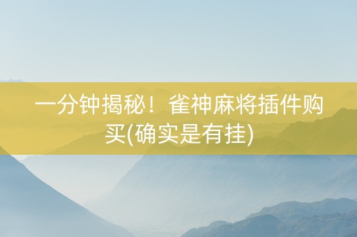 一分钟揭秘！雀神麻将插件购买(确实是有挂)