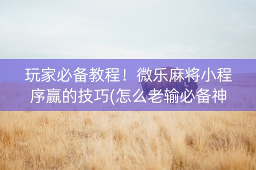 玩家必备教程！微乐麻将小程序赢的技巧(怎么老输必备神器)