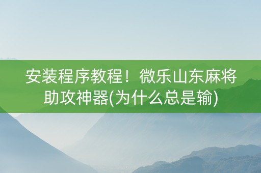 安装程序教程！微乐山东麻将助攻神器(为什么总是输)