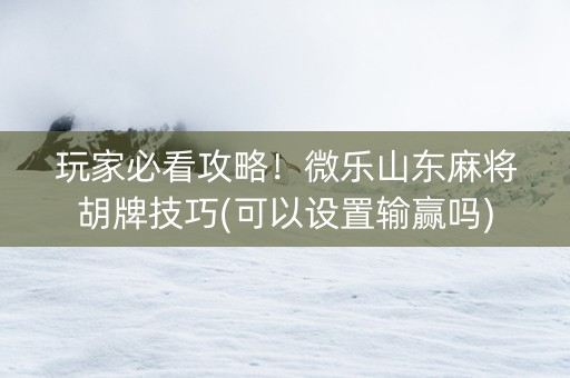 玩家必看攻略！微乐山东麻将胡牌技巧(可以设置输赢吗)
