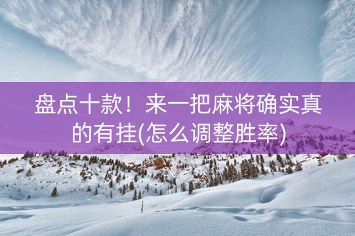 盘点十款！来一把麻将确实真的有挂(怎么调整胜率)