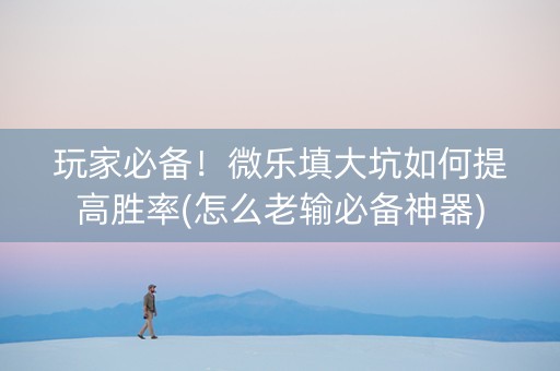 玩家必备！微乐填大坑如何提高胜率(怎么老输必备神器)